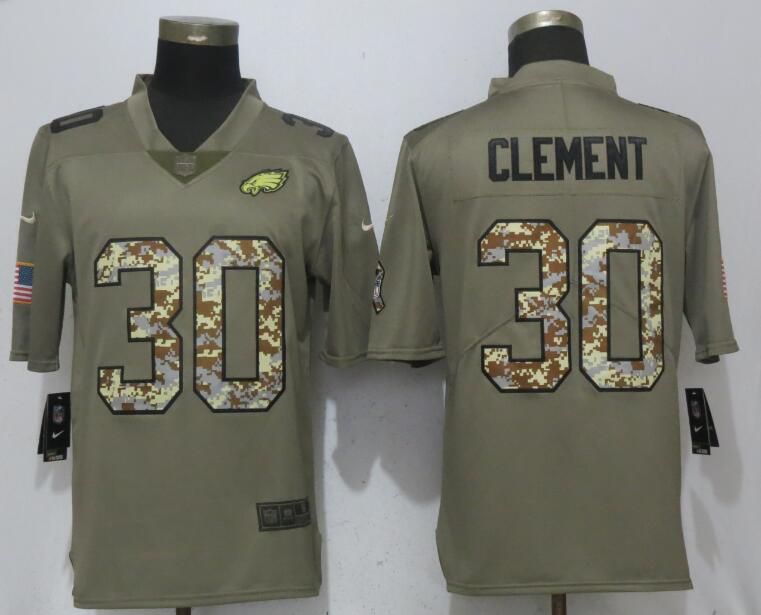 Men Philadelphia Eagles #30 Clement Olive Camo Carson Salute to Service Nike Limited NFL Jerseys